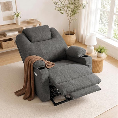 MCombo Power Lift Recliner Chair for Elderly R7042(Grey, Small-Wide) | Heat and Massage, USB& Type C Charging Port, FSC Certified