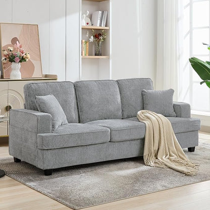 Korser 89" Couches for Living Room with Deep Seats, 3 Seater Sofa Couch, Mid Century Modern Chenille Sofa with Armrests, Upholstered Comfy Sofas for Living Room, Bedroom, Apartment, Office (Pewter)