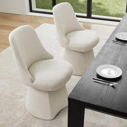 KISLOT Swivel Dining Chairs Set of 2, Upholstered Mid Century Modern Deskchair with High Back, Linen Fabric Kitchen Chairs for Dining Room, Bedroom, Dressing Room, Linen