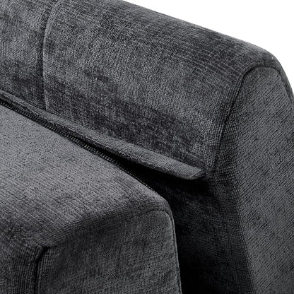 119'' Sectional Sofa, Curved L-Style Right-Hand Facing Couch with Fully Upholstered Arms, Tufted Design, Modern Minimalist Look, Grey