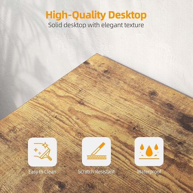 TIQLAB L Shaped Computer Desk with Power Outlets, 55 Inch Small Corner Desk with Reversible Shelves, Gaming Desk Computer Table Study Writing Desk for Home Office Small Space, Rustic Brown