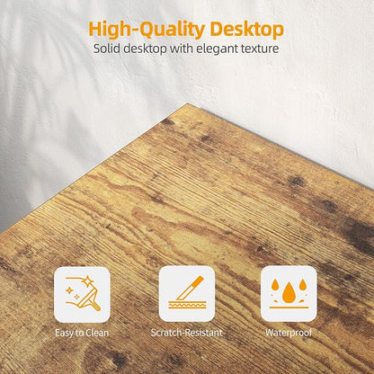 TIQLAB L Shaped Computer Desk with Power Outlets, 55 Inch Small Corner Desk with Reversible Shelves, Gaming Desk Computer Table Study Writing Desk for Home Office Small Space, Rustic Brown