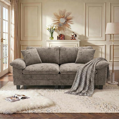 PHI VILLA Indoor Modular Couches Sets, 87.5" Sectional Loveseat Sofa with Upholstered Deep Seat, 2-Seater Comfy Couches for Living Room Bedroom, Chenille Fabric, Smoky Grey