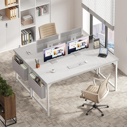 OLIXIS Computer Desk, 63 Inch Home Office Desks for Small Spaces, Writing Craft Study Gaming Table for Bedroom, Modern Computer Workstation with Storage Bag, All White