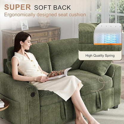 Hanherry 59" Loveseat Sofa with Pull Out Couch Bed, Corduroy 2-in-1 Convertible 2 Seater Sleeper Sofa with USB Charging,Comfy Love Seat for Small Spaces Living Room Apartment