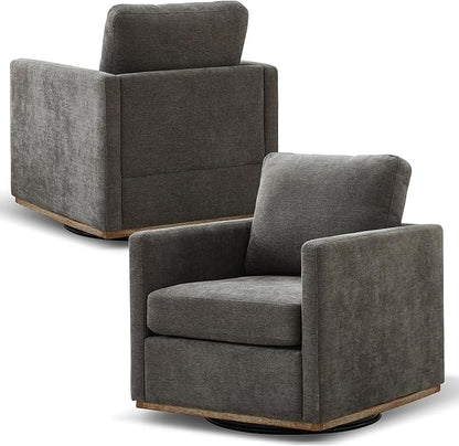 Aoiy & Wifon 30.7" W Swivel Accent Chair Set of 2, Mid Century Modern Swivel Chairs for Living Room, Comfy Small Accent Chair, Wavy Chenille, Charcoal