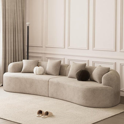131" Curved Modular Sectional Sofa, Modern Chenille Cloud Couch with Extra Deep Seat, Oversized Boneless Couch for Living Room Apartment, No Assembly Required, Light Brown