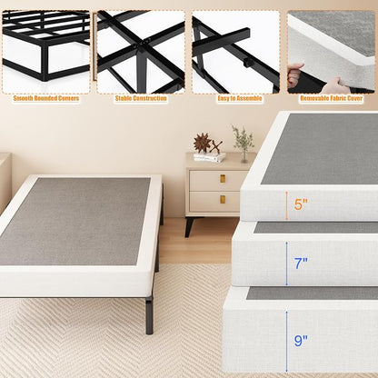 DORITRON 5 Inch Box Spring Twin Size, 1500lbs Heavy Duty Twin Bed Box Spring Bed Base Metal Mattress Foundation, Easy Assembly, Noise Free