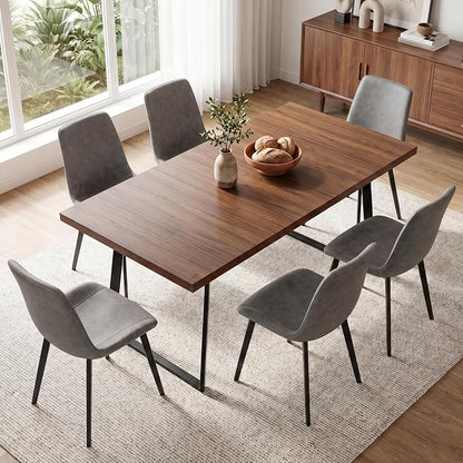 ZckyCine 7‑Piece Dining Set for 6,70.87‑Inch Table with 6 PU‑Leather Chairs, Thick Tabletop & Metal Frame for Apartment