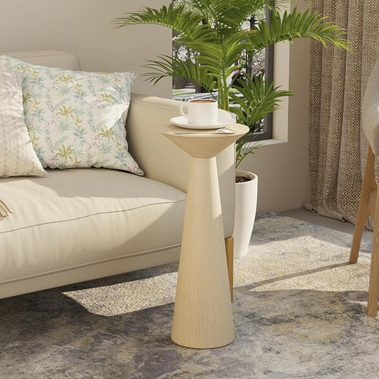 COZAYH Farmhouse Tall Pedestal End Table Small Solid Wood Martini Table Plant Stand Modern Round Drink Table for Small Space Living Room, Distressed Wood Grey