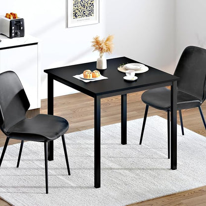 Need Small Square Dining Table- 31-1/2'' Sturdy and Heavy Duty Writing Desk for Small Spaces and Writing Table Desk Breakroom Table, Black Color