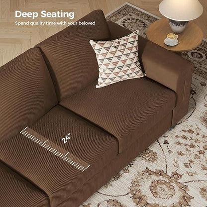 COPIAE 3 Seater Sofa Couch with Deep Seat, 90" Modern Upholstered Sofa with Armrests, Easy Installation, Comfy Couches for Living Room, Apartment,Dark Gray
