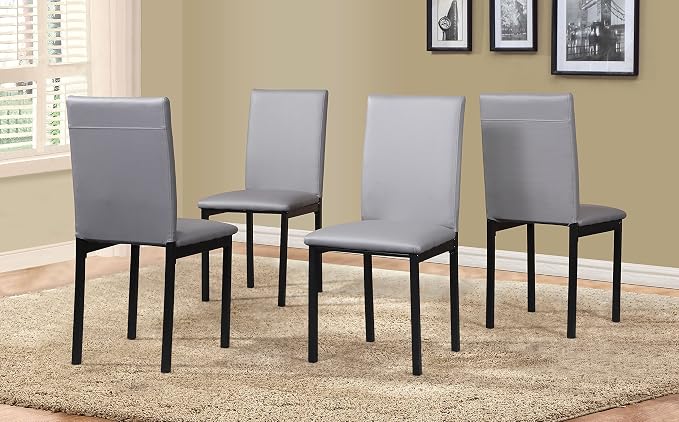 Roundhill Furniture 5 Piece Citico Metal Dinette Set with Laminated Faux Marble Top, White Table with Gray Chairs