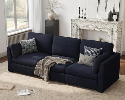 Oversized Modular Sectional Sofa 3 Seater Cloud Couches Blue | 115'' Deep Seat Couch for Living Room, Comfortable Luxury Sectional sofa, Solid Wood Frame, Removable Washable Cover