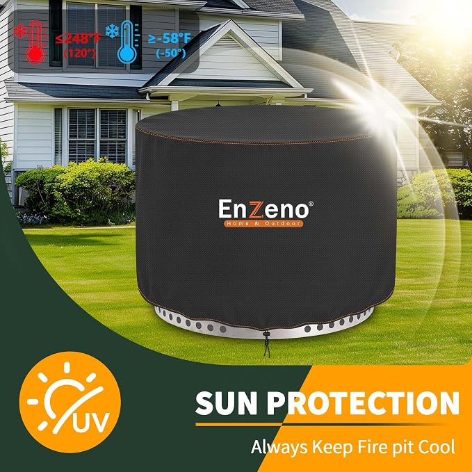 Enzeno Fire Pit Cover Round for Solo Stove Yukon 27-29",Waterproof Oxford Cloth Fire Pit Cover,Fits for Gas/Table/Bowl Fire pits - 29" D X 18" H
