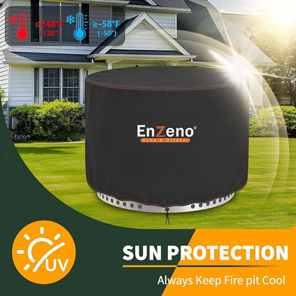 Enzeno Fire Pit Cover Round for Solo Stove Yukon 27-29",Waterproof Oxford Cloth Fire Pit Cover,Fits for Gas/Table/Bowl Fire pits - 29" D X 18" H