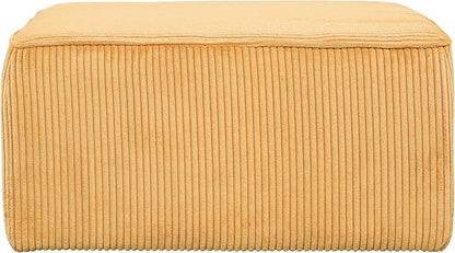 Christopher Knight Home Kyle Corduroy Woven Upholstery Square Ottoman, Living Room Sofa Ottoman with Wood Frame, Comfy Seating Experience with Dense Foam Padding, Non-Marking Foot Caps, Yellow