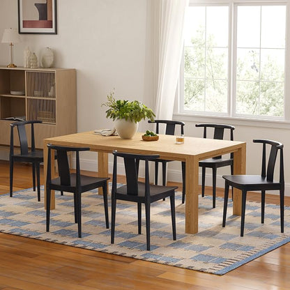 EYYTHUNG Wood Dining Chairs Set of 4, Farmhouse Kitchen Chairs with Curved Back, Modern Mid Century Wishbone Dining Chairs for Dining Room, Kitchen, Black