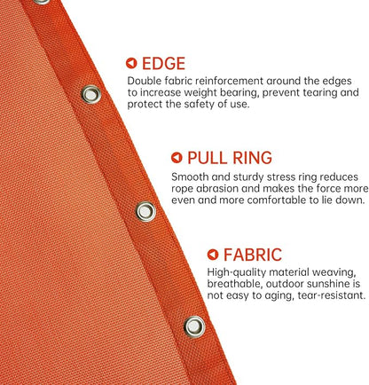 Replacement Reinforced Mesh and Durable Rope Set for Hanging Lounge Chair Chaise Lounger, Comes with a Hanging Storage Bag (Mesh and Rope ONLY, Orange)