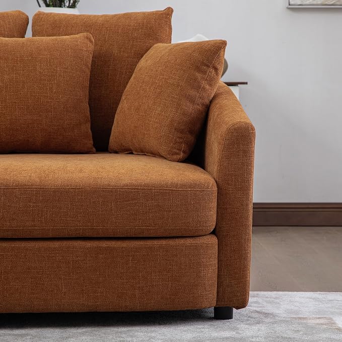 ERYE 56.3" Chenille Upholstered Accent Chair Deep Seat for Living Room Bedroom, Oversized Leisure Cushion Armchair W/ 5 Pillows and Removable Cover for Home Apartment Office
