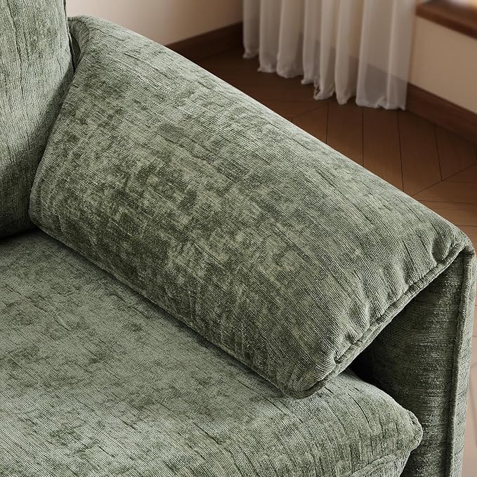 ONBRILL Oversized Accent Chair, 41 Inch Chenille Fabric Armchair, Comfy Single Sofa Chair with Padded Arms, Pocket Spring Cushion, Modern Reading Chair for Living Room, Bedroom, Green