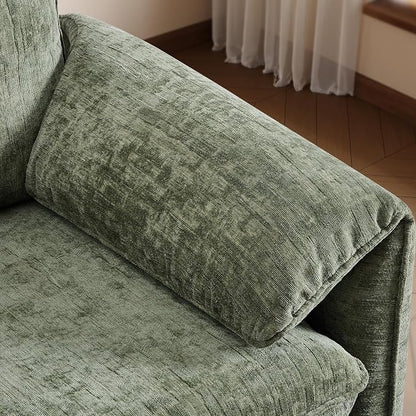 ONBRILL Oversized Accent Chair, 41 Inch Chenille Fabric Armchair, Comfy Single Sofa Chair with Padded Arms, Pocket Spring Cushion, Modern Reading Chair for Living Room, Bedroom, Green