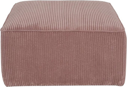 Christopher Knight Home Isa Square Ottoman Footstool, Corduroy Pouf Poufee Footrest Ottoman Large Seat, Modern Side Table for Living Room Bedroom Home Decor, Pink, 30"