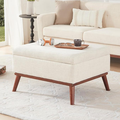 Kingfun 65" W Loveseat Sofa with Ottoman Coffee Table, Mid Century Modern Decor Love Seat Couches and Ottoman with Storage for Living Room, Button Tufted Upholstered Love Seats Furniture Set, Beige