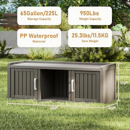 Outdoor Shoe Bench with Waterproof UV-Resistant Indoor Resin Shoe Cabinet Entryway Shoe Cabinet with 2 Doors or Entryway,Living Room,Bedroom,Gray (2 Door)