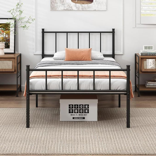 DIIYIV Twin XL Metal Bed Frame,Steel Slat Support,Noise Free,Easy Assembly | Twin XL Size Bed,Mattress Foundation,Underbed Storage,No Box Spring Needed