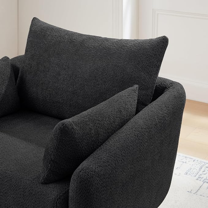 360° Swivel Accent Armchair Set of 2, 39.3" Oversized, Sherpa Boucle Fabric Sofa Chair with Removable Back & Arm Pillows, Swivel Chairs with Cozy Soft Padded, Dark Gray