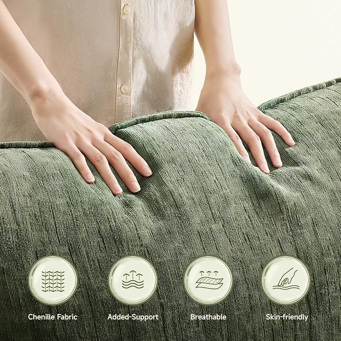 ONBRILL Oversized Accent Chair, 41 Inch Chenille Fabric Armchair, Comfy Single Sofa Chair with Padded Arms, Pocket Spring Cushion, Modern Reading Chair for Living Room, Bedroom, Green