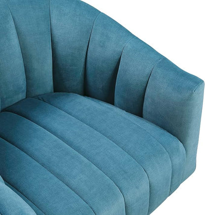 Lexicon Modern Swivel Accent Chair, Velvet Fabric Upholstered Swivel Lounge Chair with Rounded Base and Channel Stitching for Living Room/Bedroom/Office, Easy Assembly, Dark Teal