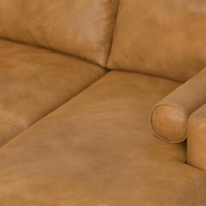 SIMPLIHOME Morrison Right Sectional Sofa in Full-Grain Genuine Leather, Sienna, 102-inches Wide, L-Shaped Leather Couch with Right Chaise for the Living Room and Family Room