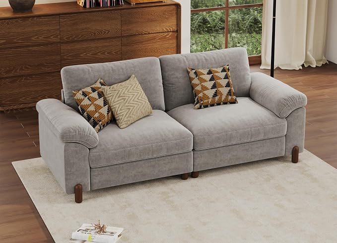 SITJOY Large Cloud Couch, 86" Wide 2 Seater Loveseat, Light Gray Chenille | Detachable and Washable Chenille Cover Sectional Sofas for Living Room, Deep Seat Wide Couch