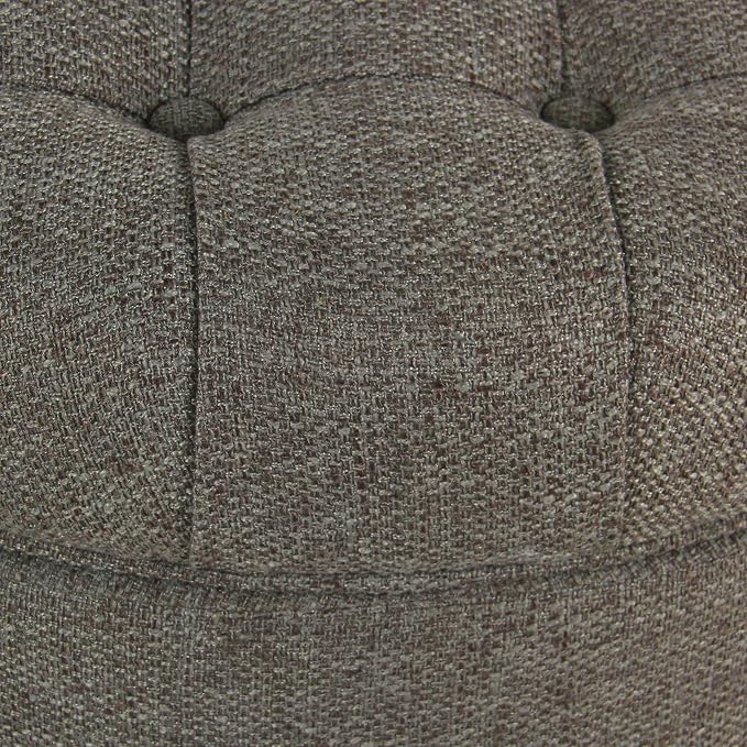 HomePop 25" Button Tufted Round Storage Ottoman - Dark Gray