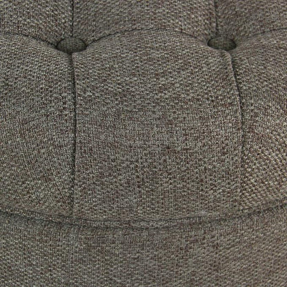 HomePop 25" Button Tufted Round Storage Ottoman - Dark Gray