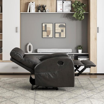 Lexicon Manual Recliner Chair, Faux Leather Reclining Chair, Wall Hugger, Track Arms, Magazine Pockets, Manual Recliner for Living Room/Office/Apartment, Easy Assembly, Espresso