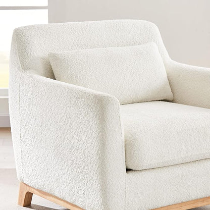 VANOMi Extra Deep Accent Chair, Fabric Upholstered Comfy Reading Armchair for Living Room, Bedroom Single Seat Sofa Chair with Wood Base, Lamb Fabric | Oversized Armchair with Thick Cushion Reading Chairs for Living Room, Apartment