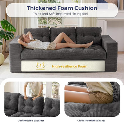 MAXYOYO 79" Loveseat Sofa Couch for Small Spaces, Boneless Upholstered Cloud Couch for Apartment Bedroom, 3-Seater Love Seat Floor Modern Sofa with Pillows, No Assembly Required, Dark Grey