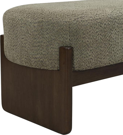 Virubi Elegant Upholstered Loop Yarn Ottoman, Dark Green End of Bed Entryway Benches, Corner Dining Bench Shoe Stool for Indoor Bedroom Living Dining Room (Dark Green)