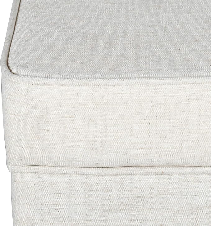 Homepop Home Decor | K7342-F2067 | Classic Square Storage Ottoman with Lift Off Lid | Ottoman with Storage for Living Room & Bedroom, Cream Woven