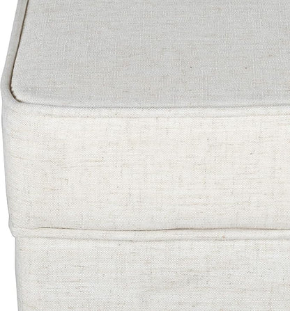 Homepop Home Decor | K7342-F2067 | Classic Square Storage Ottoman with Lift Off Lid | Ottoman with Storage for Living Room & Bedroom, Cream Woven
