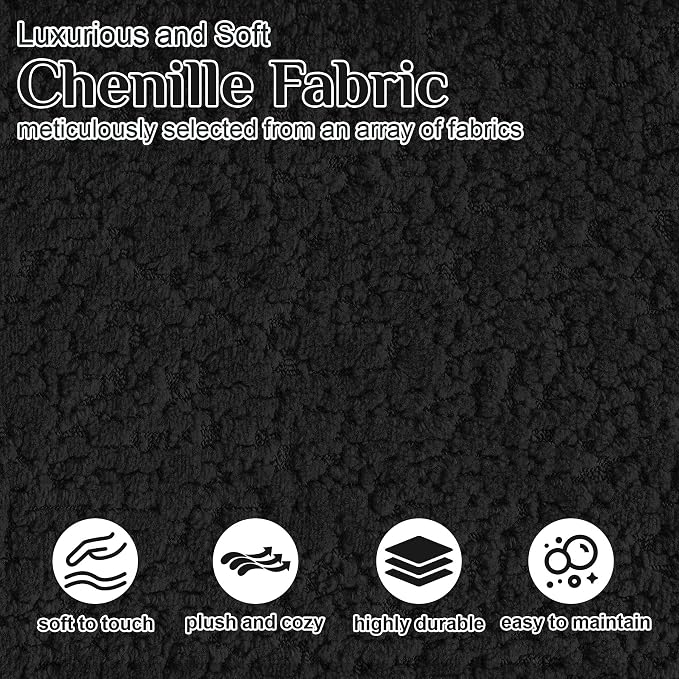 Oversized Sectional Sofa for Living Room, 91" + 76'' Modern Luxury Plush Chenille Extra Deep & Wide Seat Curved Cloud Couch with Throw Pillows, No Assembly Needed, Black