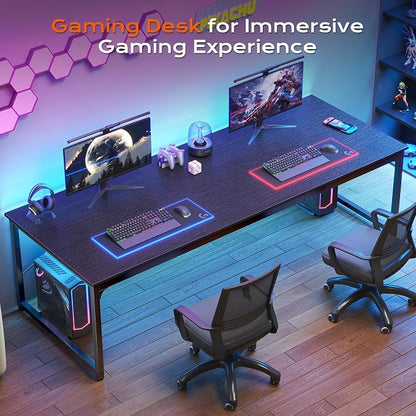 PRAISUN 78.7 X 29.5 Inch Computer Desk with Deeper Desktop, Long Gaming Office Writing Work Desk for Home Office, Study, Bedroom, Work from Home, Metal Frame, Black