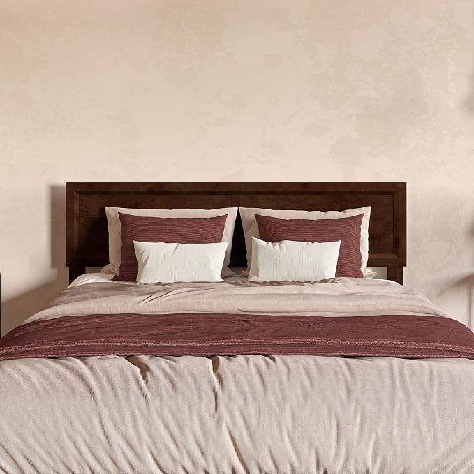 AFI, Sophia Adjustable Modern Queen Wood Headboard, Walnut