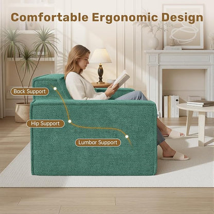 Luxanimarion 77'' Modern Small Loveseat, No Assembly Required Cloud Sofa Cloud Sofa Boneless Couches with 2 pcs Pillows for Living Room, Apartment(Polar Fleece-Green)