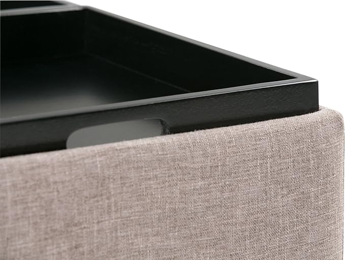 SIMPLIHOME Avalon Wide Contemporary Square Coffee Table Storage Ottoman, Fawn Brown, Table Ottoman