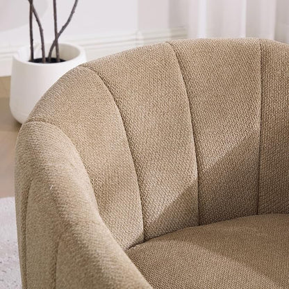 Swivel Barrel Chair, 360 Degree Round Swivel Accent Chair for Living Room, Mid Century Modern Upholstered Accent Chair,Comfy Tufted Sofa Armchairs for Bedroom,Nursery,Chenille,Taupe