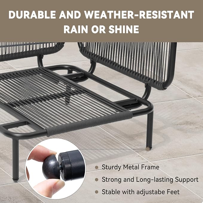 Crestlive Products Outdoor Patio Furniture Set, 6 Seater Modular Oversized Patio Conversation Set with Cushions, Modern Metal Sectional Outdoor Couch for Backyard, Deck, Porch, or Poolside, Dark Grey
